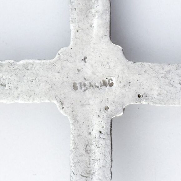 Vintage Sterling Silver 925 6cm Sandcast Cross Pendant - Picture 5 of 7